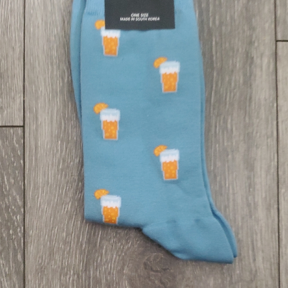 J. Crew Blue Novelty Beer Pattern Casual Crew Socks